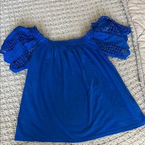 Lilly Pulitzer Blue Lace Sleeve Women's Top